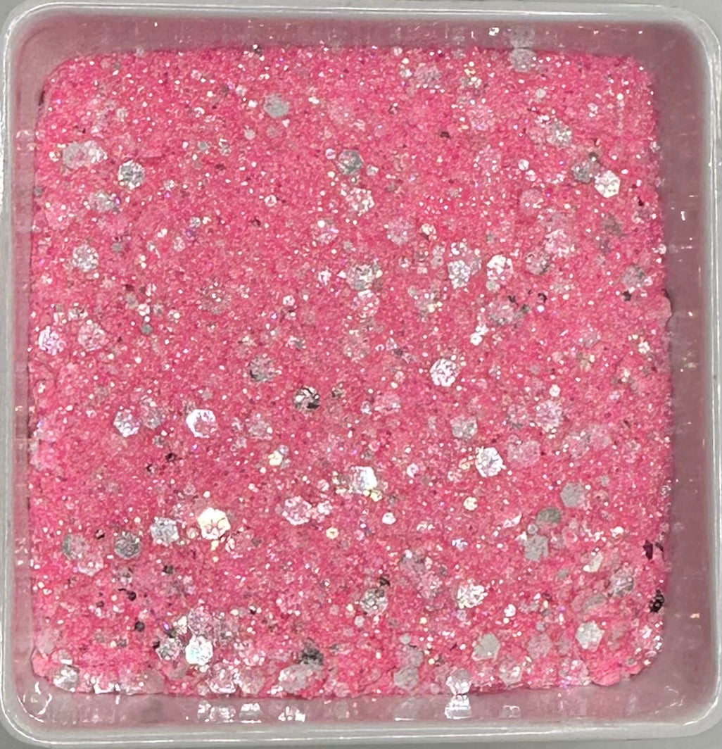 Razzle Dazzle Pink Flamingo Pink Glitter with Golden Highlights, Cut Size -  Fine Cut (1/64), 2 Oz 