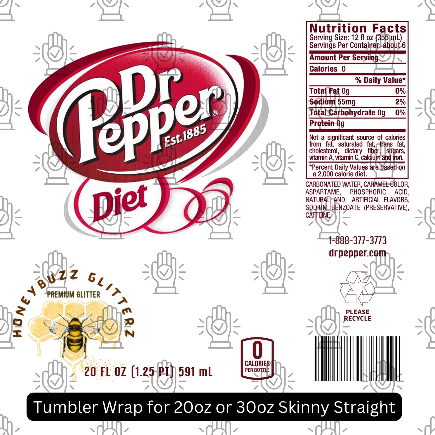 Diet Dr Pepper Tumbler Wrap